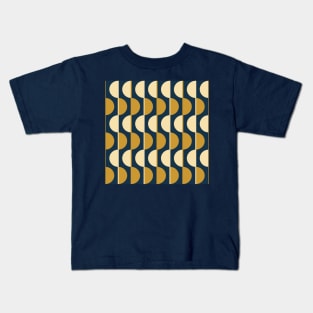 Gold and Navy Retro Half-Circles Kids T-Shirt